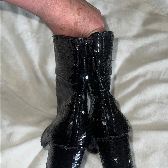 Ava & Aiden Black Sequin Ankle Boots 9 - Picture 5 of 6